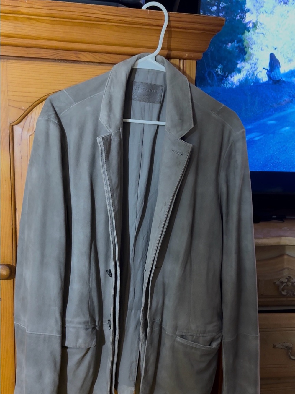 All Saints Taupe Suede Blazer
